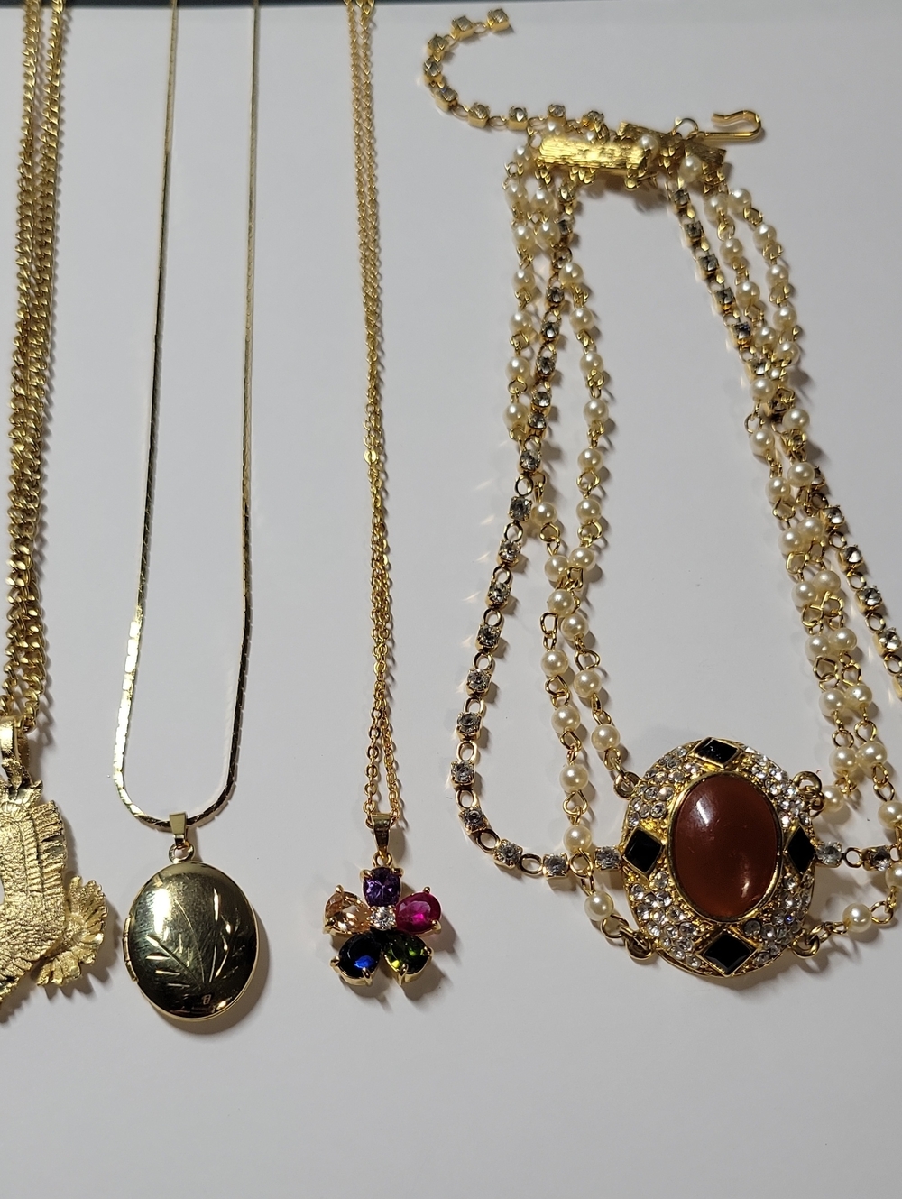 Gold-Tone Multi-Strand Pearl Necklace Lot